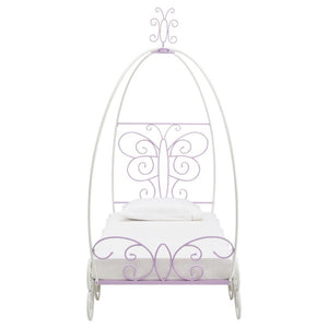 Purple and White Metal Canopy Bed Frame
