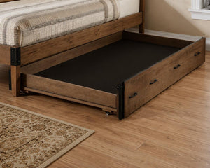 Brown and Black Solid Wood Twin Roll Out Trundle