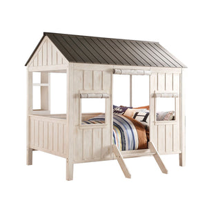 White Solid Wood Full House Bed