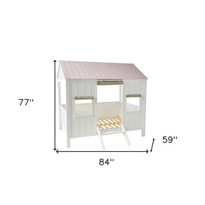 Pink and White Wood Full Bed Frame