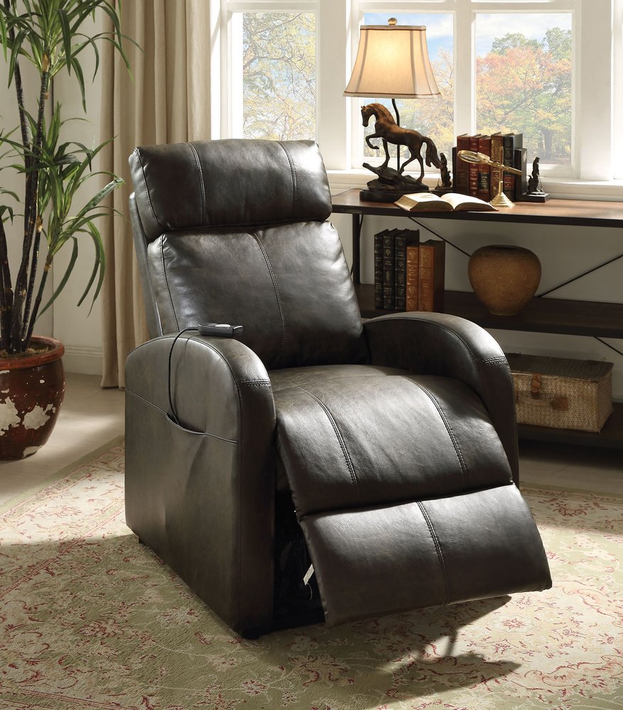 28" Red Tufted Faux Leather Power Lift Assist Recliner
