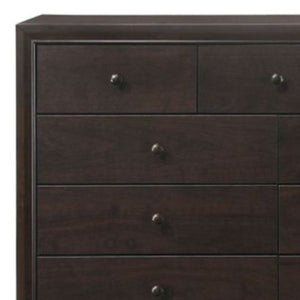 57" Espresso Solid and Manufactured Wood Nine Drawer Double Dresser
