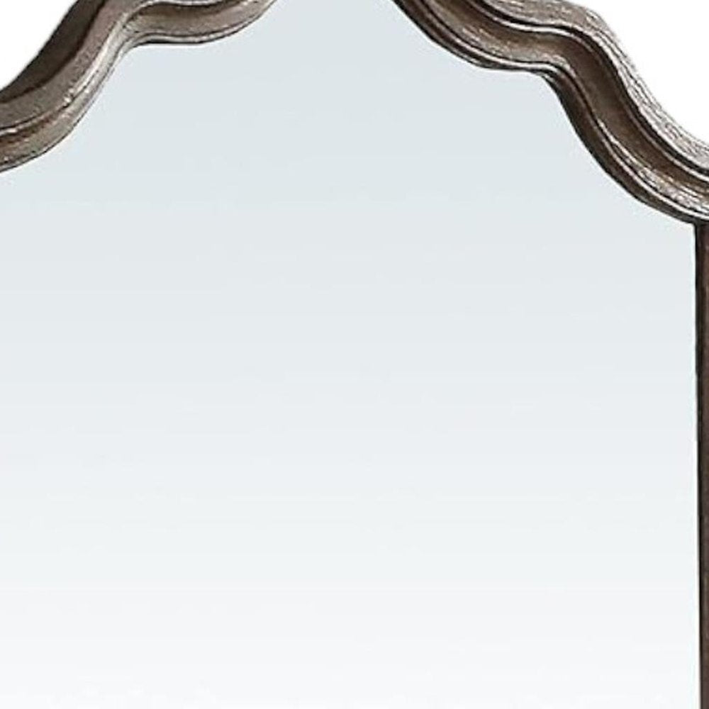 40" Gray Solid Wood Arch Dresser Mount Framed Mirror