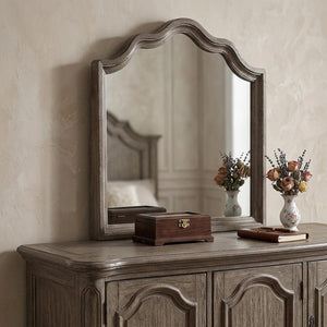 40" Gray Solid Wood Arch Dresser Mount Framed Mirror