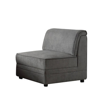 30" Gray and Black Velvet Slipper Chair