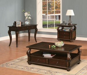 26" Brown Solid Wood Square End Table With Two Drawers And Shelf