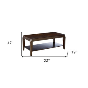 Dark Brown Solid Wood Coffee Table With Shelf