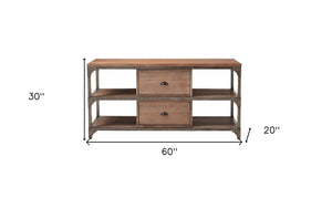 60" Enclosed and Open Storage TV Stand