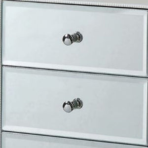 38" White Six Drawer Wood and Mirrored Glass Jewelry Armoire