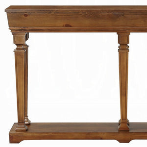 72" Oak Wood Floor Shelf Console Table With Shelf