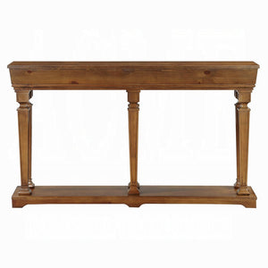 72" Oak Wood Floor Shelf Console Table With Shelf