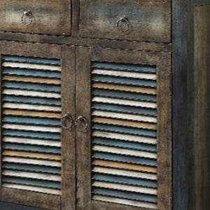 42" Blue and White Solid Wood Console Table