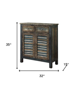 42" Blue and White Solid Wood Console Table