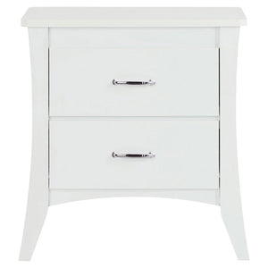 25" White Wood Two Drawer Nightstand