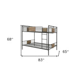 83" X 65" X 68" Sandy Black  Dark Bronze Handbrushed Queen Over Queen Bunk Bed