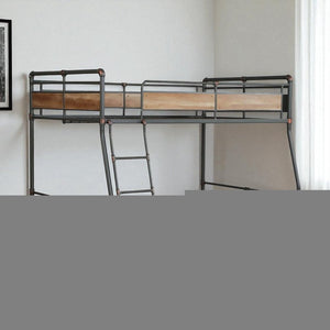 Dark Brown Full Industrial Metal Bunk Bed