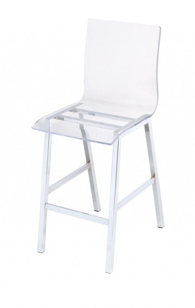 24" Clear and Silver Acrylic and Metal Counter Height Bar Chair