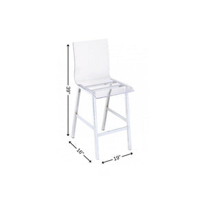 24" Clear and Silver Acrylic and Metal Counter Height Bar Chair