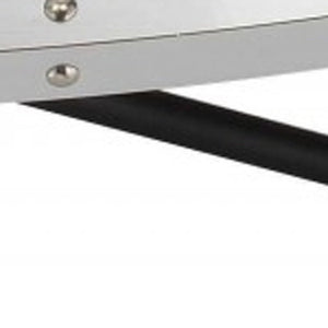 46" Natural and Black Wood And Iron Round Abstract Coffee Table