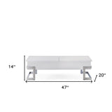 47" Black and Silver Wood And Iron Lift Top Sled Coffee Table