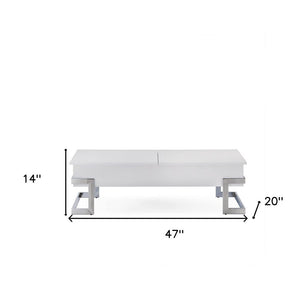 47" Black and Silver Wood And Iron Lift Top Sled Coffee Table