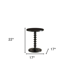 22" Black Solid Wood Round End Table