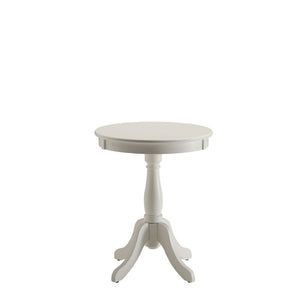 22" White Wood Round Pedestal End Table