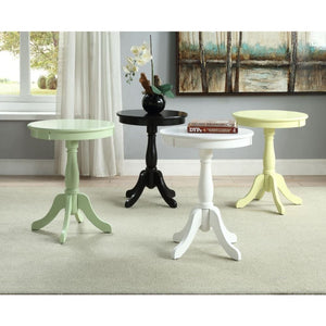 22" White Wood Round Pedestal End Table
