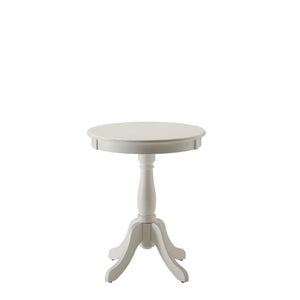 22" White Wood Round Pedestal End Table
