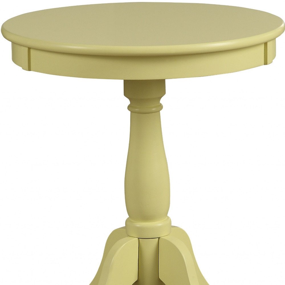 22" White Wood Round Pedestal End Table