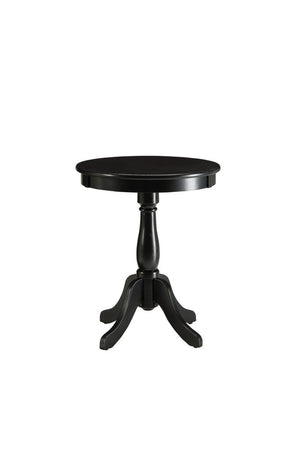 22" White Wood Round Pedestal End Table