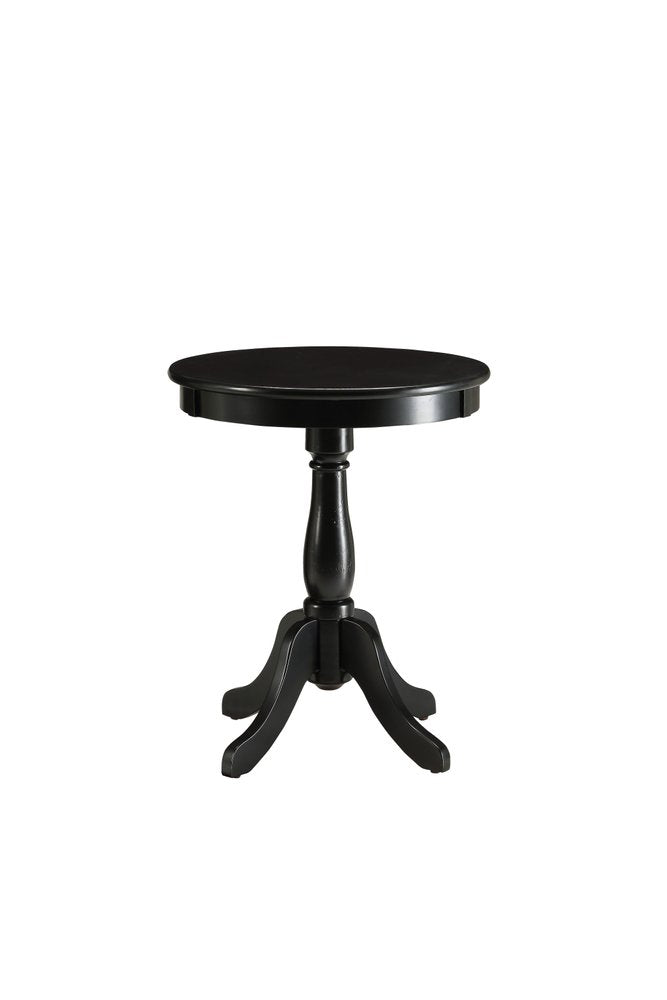 22" White Wood Round Pedestal End Table