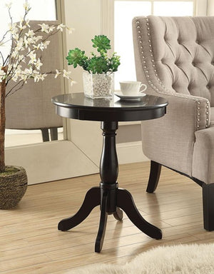 22" White Wood Round Pedestal End Table