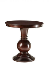 26" Brown Solid Wood Round Pedestal End Table