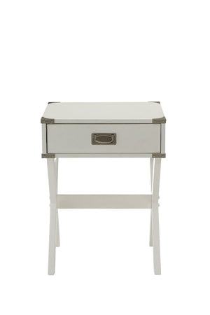 Modern White X Shape Wooden Storage End Table