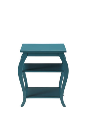 23" Brown Wood Bow Leg End Table With Two Shelves