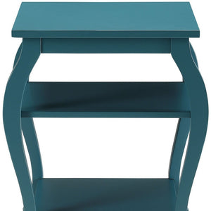 23" Brown Wood Bow Leg End Table With Two Shelves