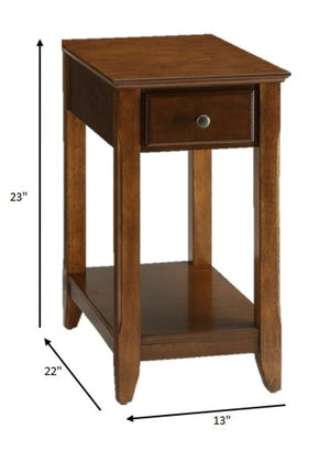 23" Brown Solid Wood End Table