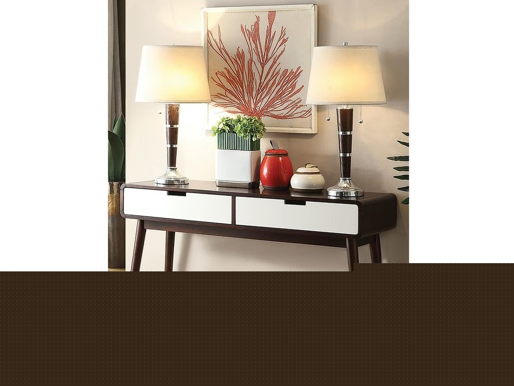Mahogony And White Double Drawer Console Table