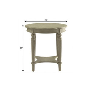 24" Off White Solid Wood Oval End Table With Shelf