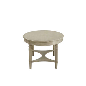 50" Antiqued White Solid Wood Oval Distressed Coffee Table
