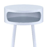 26" White and Natural Solid Wood Round End Table With Shelf