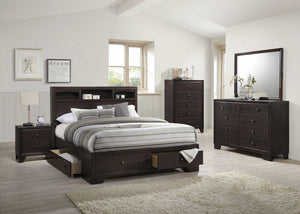 31" Espresso Solid Wood Five Drawer Dresser