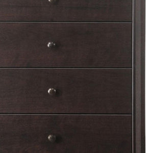 31" Espresso Solid Wood Five Drawer Dresser