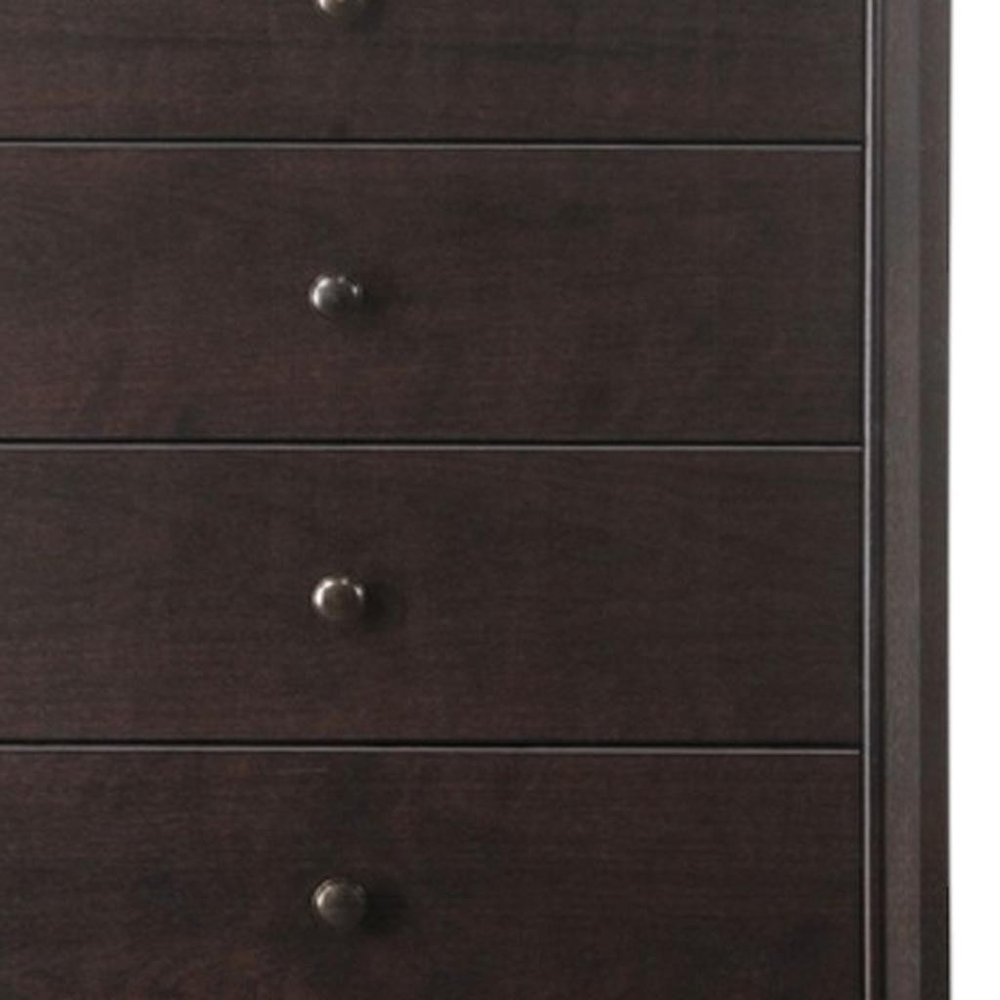31" Espresso Solid Wood Five Drawer Dresser