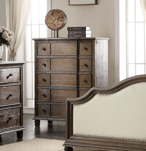 40" Oak Wood Five Drawer Dresser