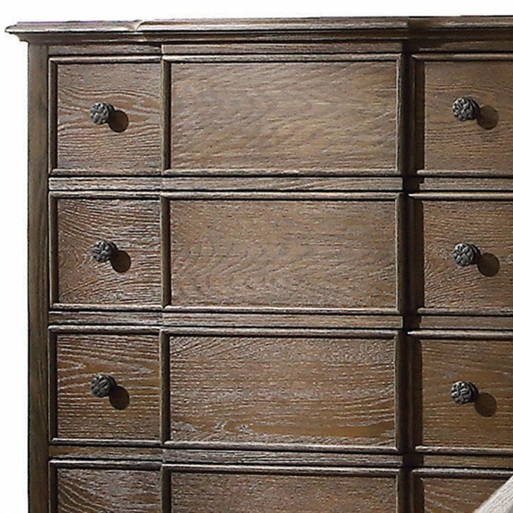 40" Oak Wood Five Drawer Dresser