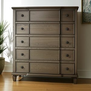 40" Oak Wood Five Drawer Dresser