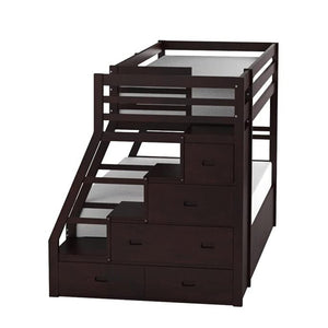 Espresso Twin Over Full Solid Wood Bunk Bed With Trundle And Storage