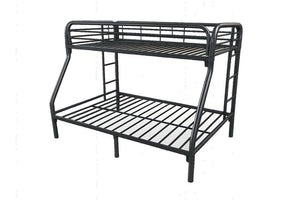 84" X 62" X 65" Twin Xl Over Queen Black Metal Tube Bunk Bed